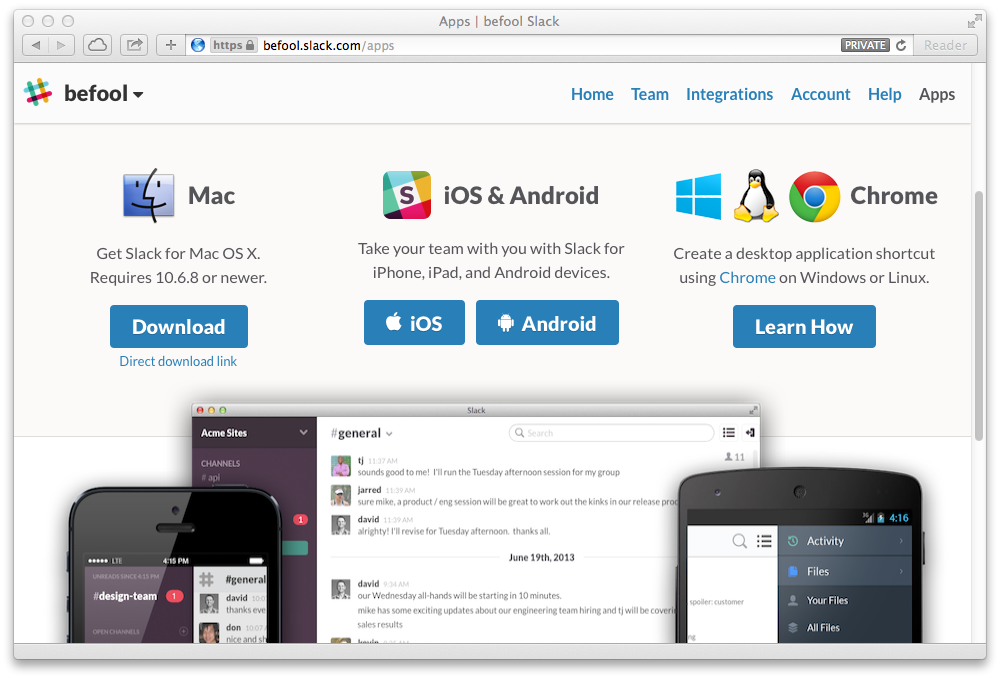 Slack download apps